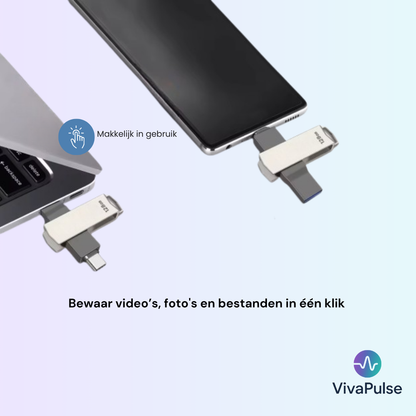 VivaPulse® Dual USB Flash Drive 128 GB | Hoge Snelheid Dual Memory Pemium Kwaliteit
