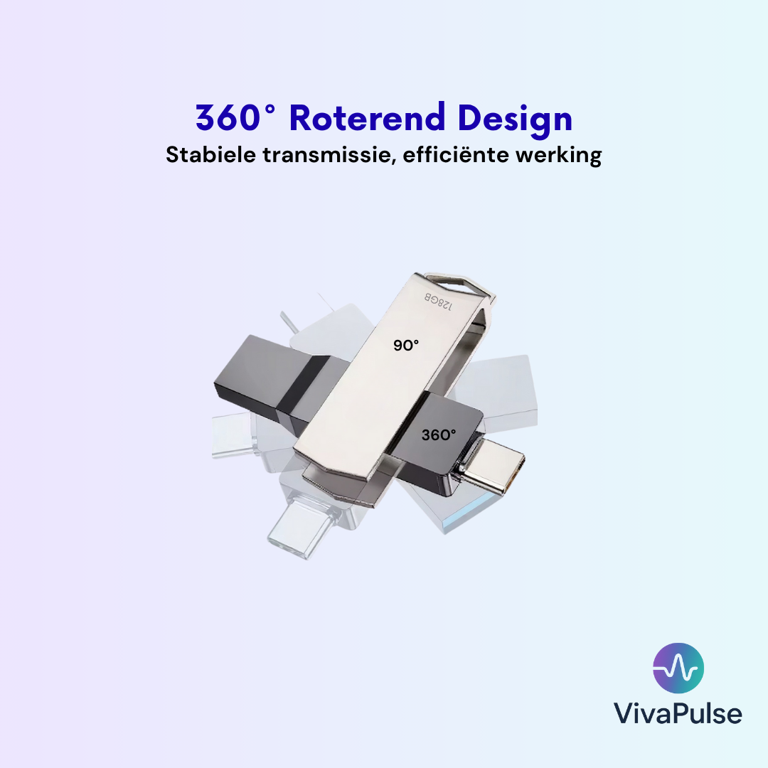 VivaPulse® Dual USB Flash Drive 128 GB | Hoge Snelheid Dual Memory Pemium Kwaliteit
