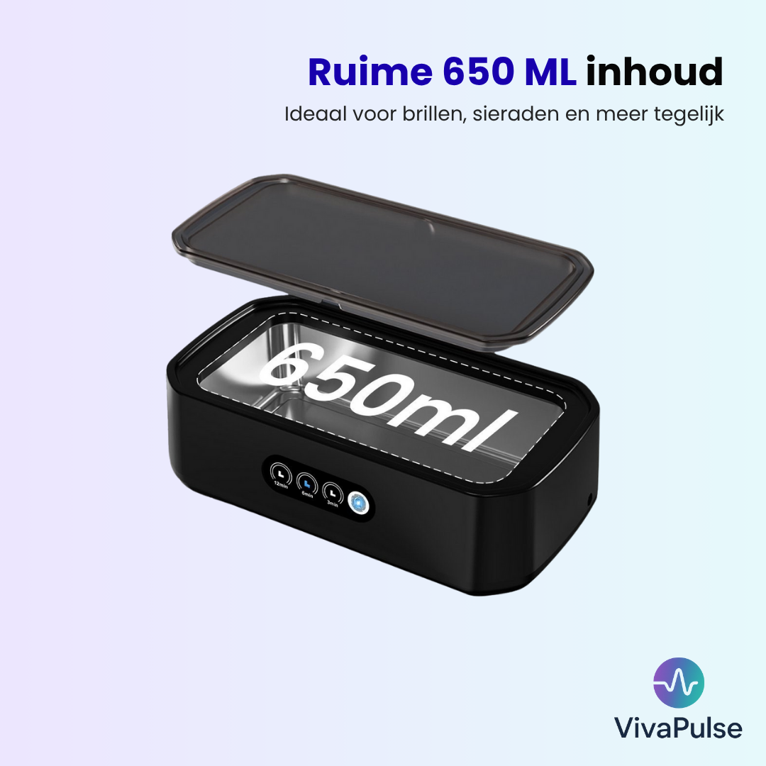 VivaPulse® Premium Ultrasoon Reiniger 650ML | Breng de Glans en Hygiëne van Uw Kostbaarste Items Terug